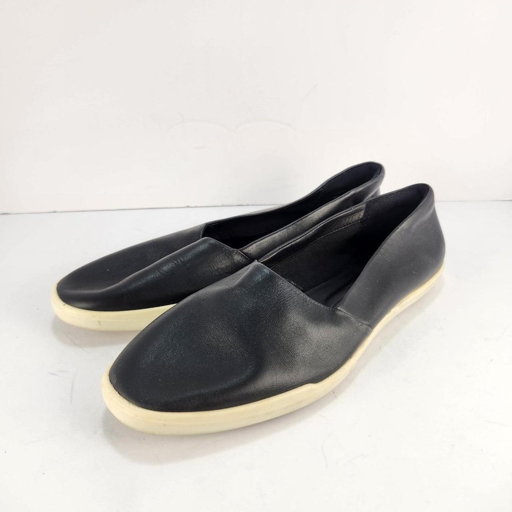 ECCO Women's Size 40 US 9-9.5 Black Leather Slip On Ballet Flats Comfort Shoes